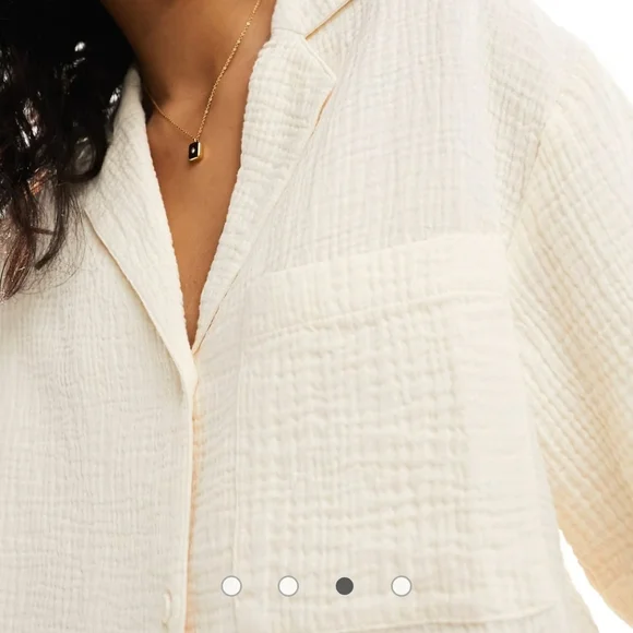 NWT ASOS DESIGN Button Down cheesecloth shirt Sz.12 - Picture 3 of 8